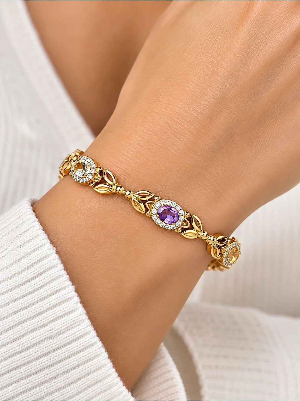 Gold-Tone Multicolor Gemstone Bracelet Like New